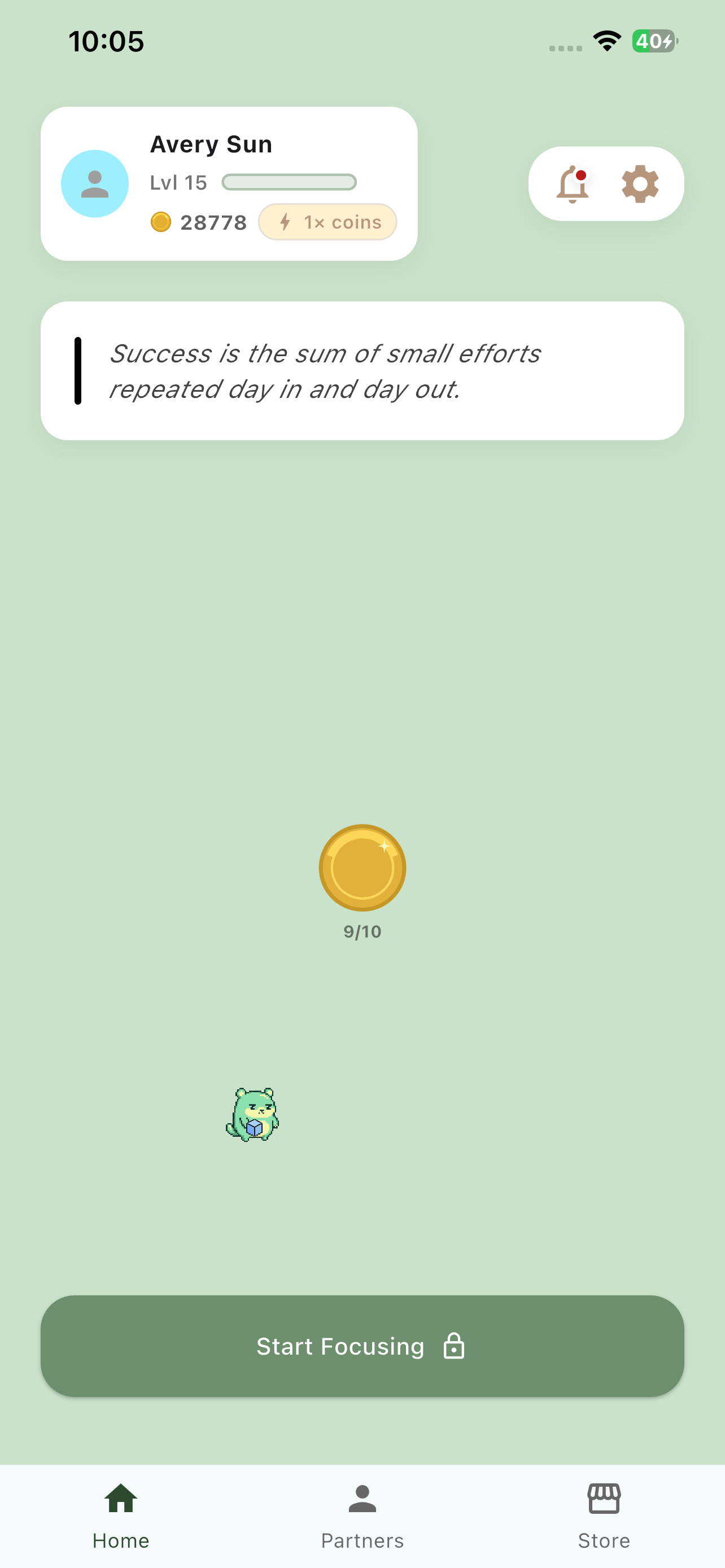 Focus Up home screen